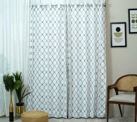 Buy Mesh Door 1 Piece Sheer Designer Curtain (Grey, Bengaluru, Karnataka